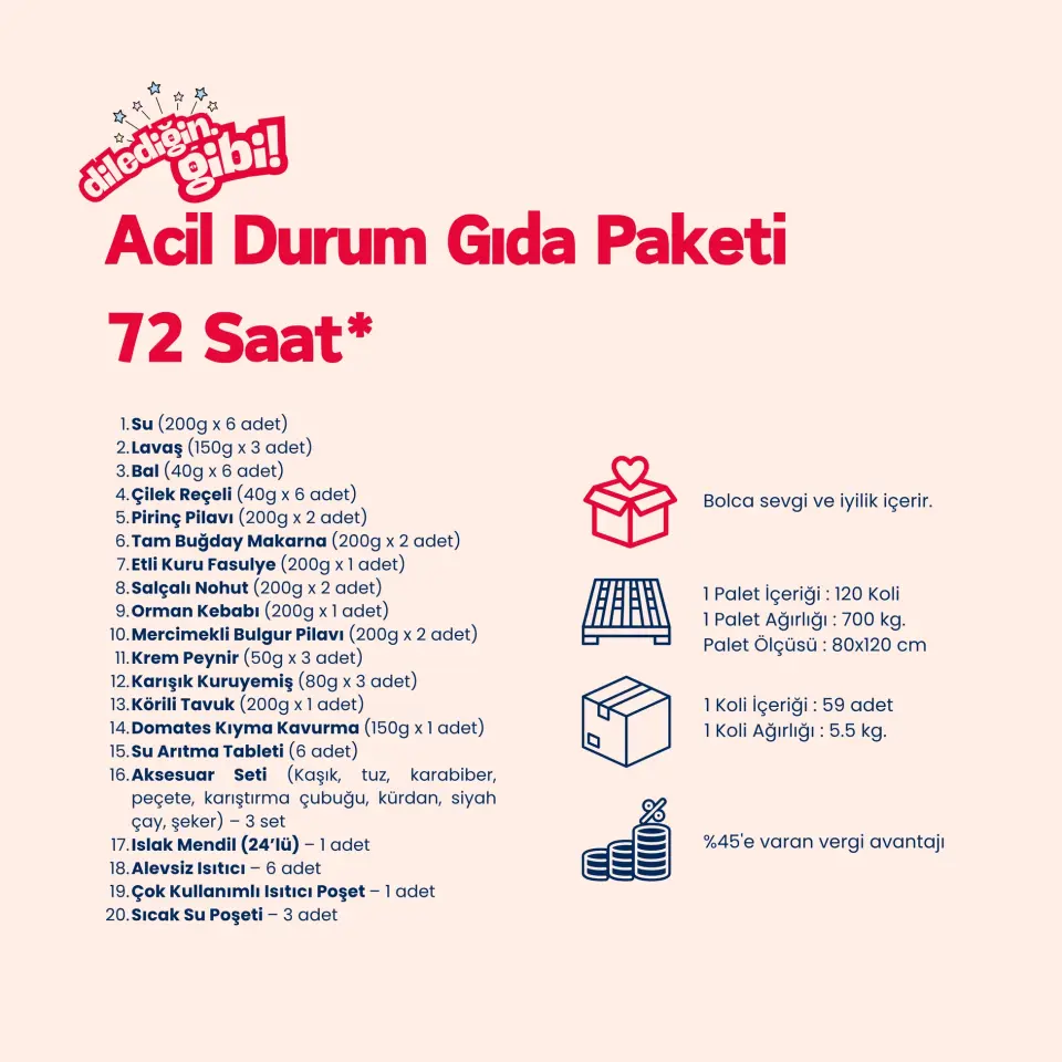 Tada! Acil Durum Gıda Paketi - 72 Saat